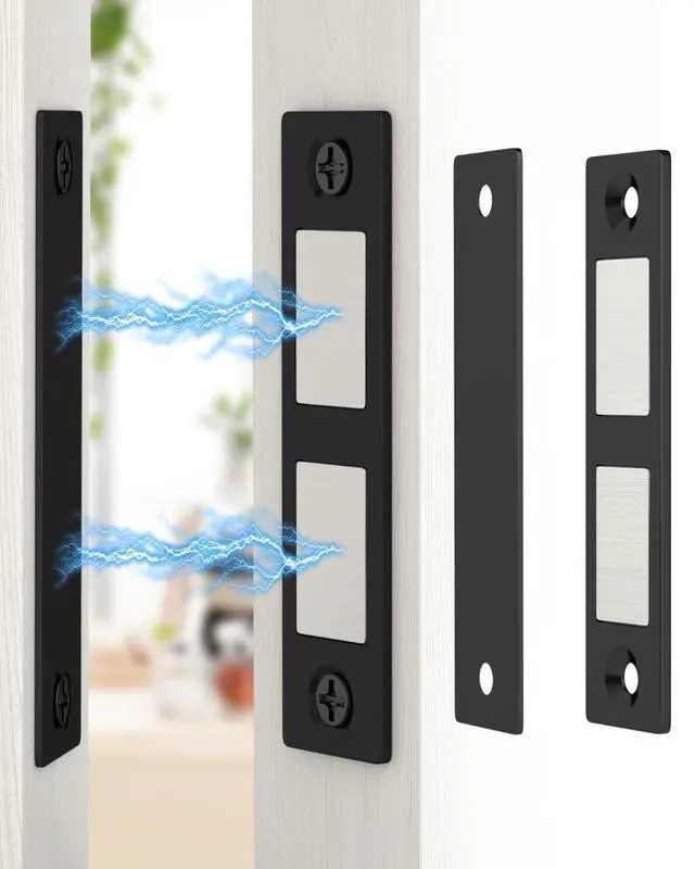 Alt view image 8 of 14 - 30 Lb Magnetic Door Catch Screw in Black, Heavy Duty Cabinet Latch, Cabinet Drawer Door Magnets, 2 Pack Kitchen Magnets Closures, Dual Pocket Door Magnets for RV, Cabinet Door, Barn Door