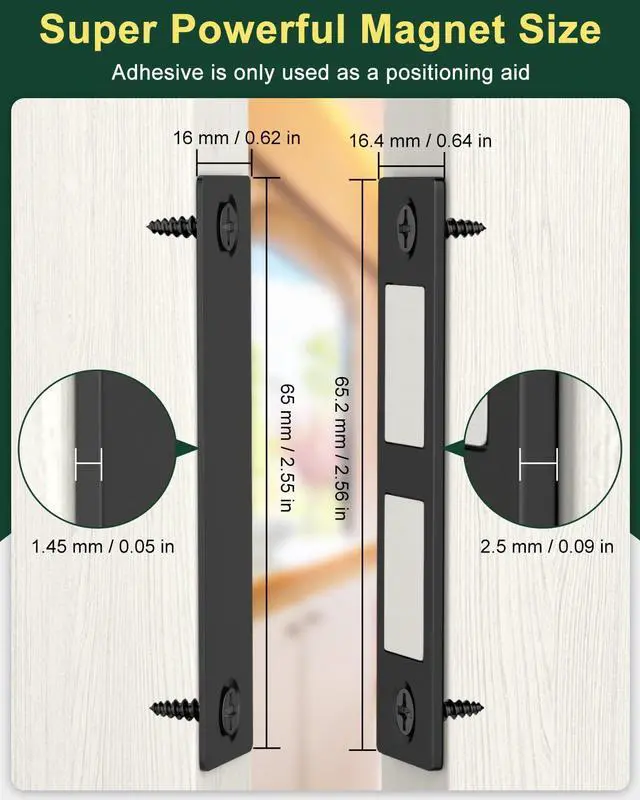 Alt view image 10 of 14 - 30 Lb Magnetic Door Catch Screw in Black, Heavy Duty Cabinet Latch, Cabinet Drawer Door Magnets, 2 Pack Kitchen Magnets Closures, Dual Pocket Door Magnets for RV, Cabinet Door, Barn Door