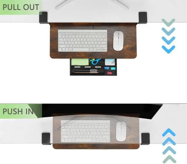 Alt view image 9 of 14 - Keyboard Tray Under Desk, 19.7" X 11.81" Small Size Keyboard Drawer with C Clamp-on Mount Easy to Install, Computer Keyboard Stand Slide Pull Out, Ergonomic Keyboard Tray for Home, Office