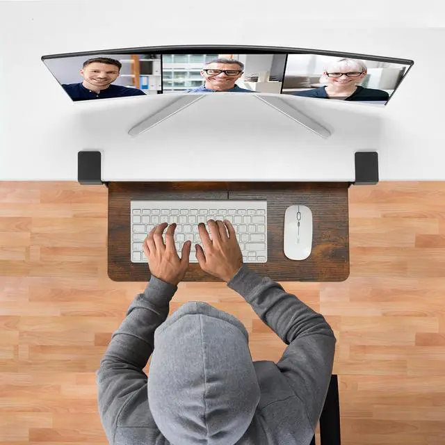 Alt view image 11 of 14 - Keyboard Tray Under Desk, 19.7" X 11.81" Small Size Keyboard Drawer with C Clamp-on Mount Easy to Install, Computer Keyboard Stand Slide Pull Out, Ergonomic Keyboard Tray for Home, Office