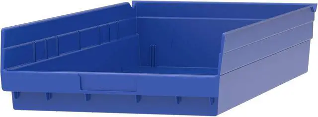 Alt view image 13 of 14 - 30174 Plastic Shelf Bins, Heavy Duty Storage Bins for Garage, Closet, and Drawer Organization, 24-Inch x 11-Inch x 4-Inch, Blue, 6-Pack