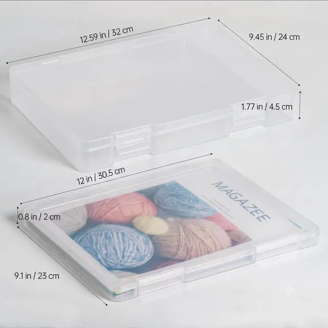 Alt view image 9 of 14 - 12 Packs A4 Paper Storage Boxes, 8.5 x 11 Plastic Portable Project Case for US letter Size and A4 paper, Plastic Multi-Purpose Thick Scrapbook Storage Box for Office