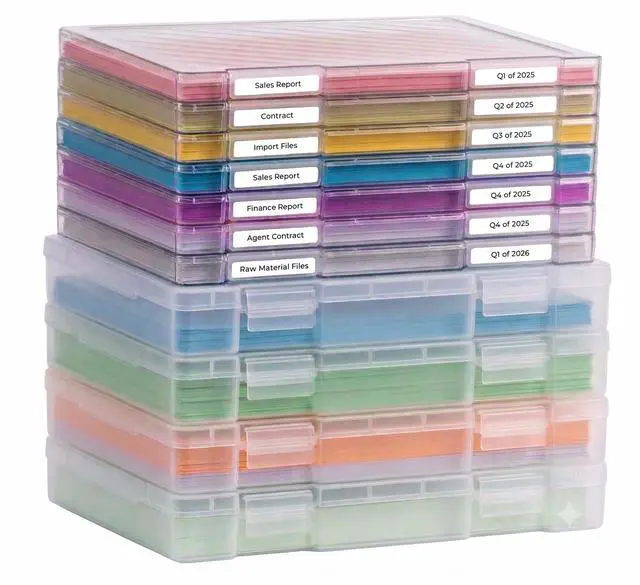 Alt view image 8 of 14 - 12 Packs A4 Paper Storage Boxes, 8.5 x 11 Plastic Portable Project Case for US letter Size and A4 paper, Plastic Multi-Purpose Thick Scrapbook Storage Box for Office
