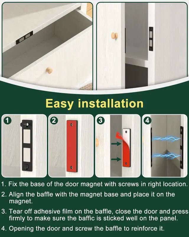 Alt view image 14 of 14 - 30 Lb Magnetic Door Catch Screw in Black, Heavy Duty Cabinet Latch, Cabinet Drawer Door Magnets, 2 Pack Kitchen Magnets Closures, Dual Pocket Door Magnets for RV, Cabinet Door, Barn Door