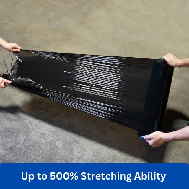 Alt view image 10 of 14 - 18" x 1500FT Industrial Class Pallet Wrap, 60 Gauge 4 Rolls Black Stretch Film for Warehouse Packing, Adhering Packing Moving Packaging (4 Pack)
