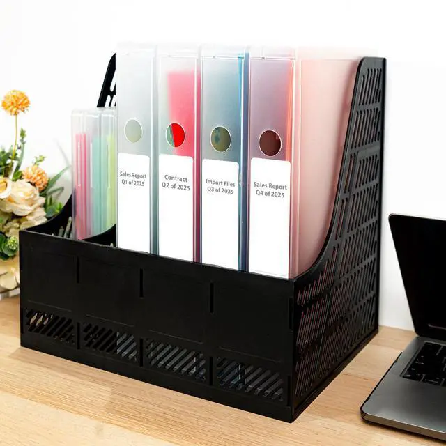 Alt view image 14 of 14 - 12 Packs A4 Paper Storage Boxes, 8.5 x 11 Plastic Portable Project Case for US letter Size and A4 paper, Plastic Multi-Purpose Thick Scrapbook Storage Box for Office