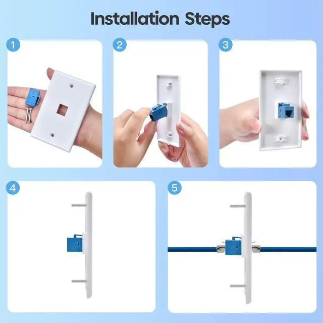 Alt view image 12 of 14 - 4 Pack 1-Port Cat6 Ethernet Wall Plate with Low Voltage Mounting Bracket | RJ45 Keystone Jack Coupler Female to Female, In-Wall Management Network Cables Inline Wires Connector, Easy Installation