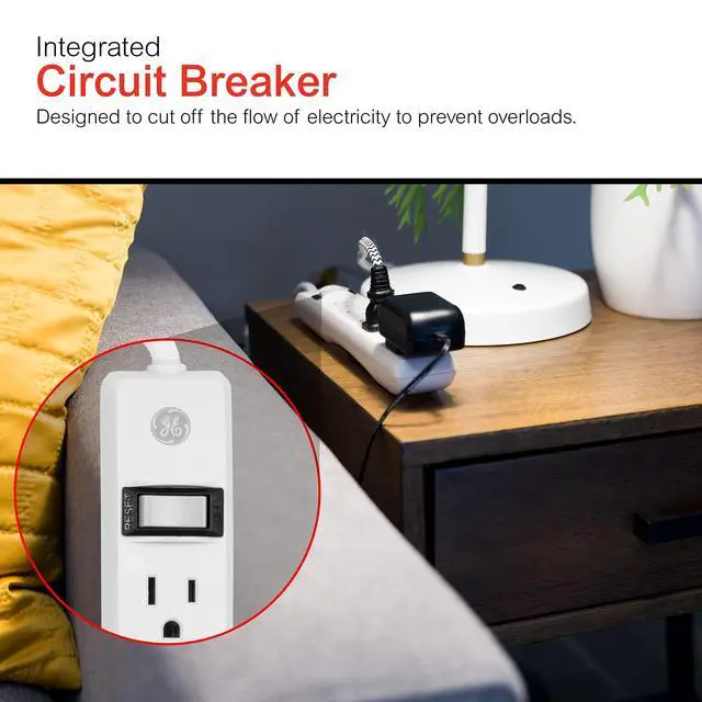Alt view image 13 of 14 - Power Strip, 6 Outlet Extender, 8 Ft Long Extension Cord | Multiple Outlets, Wall Mount, On Off Switch, Home Office Dorm Essentials, ETL Safety Listed, White, 67122
