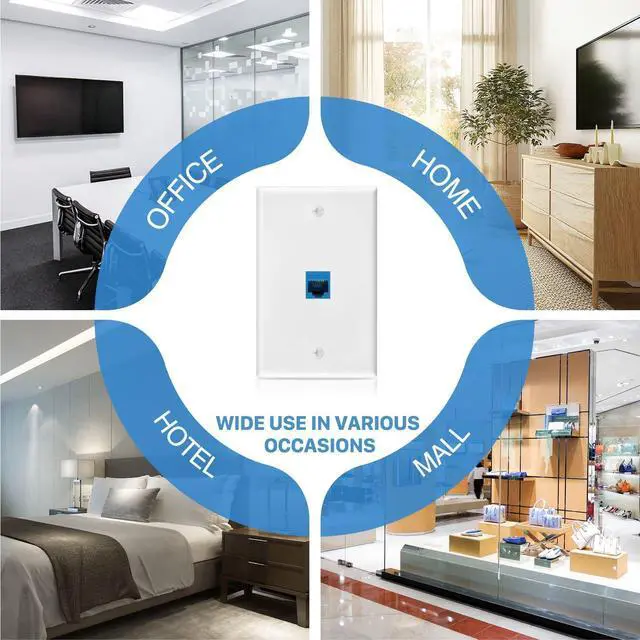 Alt view image 14 of 14 - 4 Pack 1-Port Cat6 Ethernet Wall Plate with Low Voltage Mounting Bracket | RJ45 Keystone Jack Coupler Female to Female, In-Wall Management Network Cables Inline Wires Connector, Easy Installation