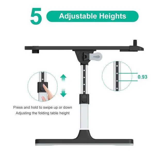 Alt view image 10 of 12 - Laptop Bed Tray Desk with Adjustable Height & Angle, No Drawer, Black | Foldable PVC Leather Desktop Laptop Lap Desk for Bed/Sofa/Couch/Floor
