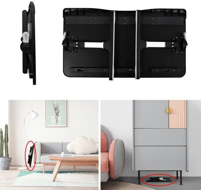 Alt view image 12 of 12 - Laptop Bed Tray Desk with Adjustable Height & Angle, No Drawer, Black | Foldable PVC Leather Desktop Laptop Lap Desk for Bed/Sofa/Couch/Floor