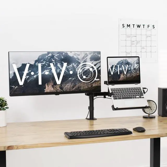 Alt view image 11 of 14 - Steel Universal Full Motion Pole Mount Laptop Holder Arm with Removable 75mm and 100mm VESA Plate, Fits 10 to 15.6 inch Laptops, Black, MOUNT-PL1A-LAP3
