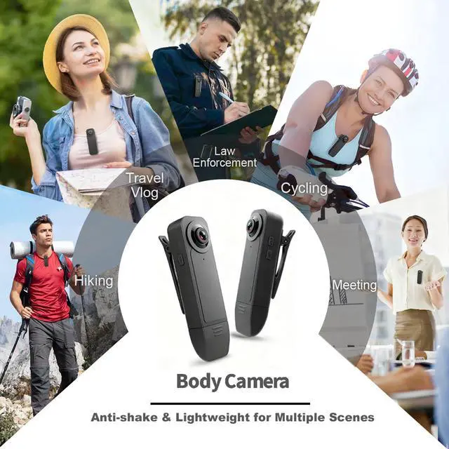 Alt view image 10 of 14 - Wearable Mini Body Camera with 64GB Micro SD Card, Night Vision | Audio and Video Recording, 1080P Body Worn Cam for Sport Security, Motion Detection, Transfer to PC & Phone