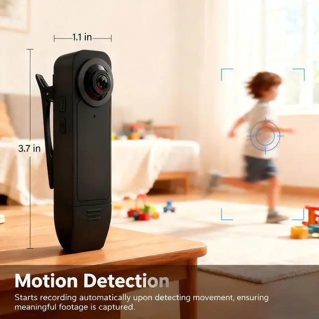 Alt view image 12 of 14 - Wearable Mini Body Camera with 64GB Micro SD Card, Night Vision | Audio and Video Recording, 1080P Body Worn Cam for Sport Security, Motion Detection, Transfer to PC & Phone