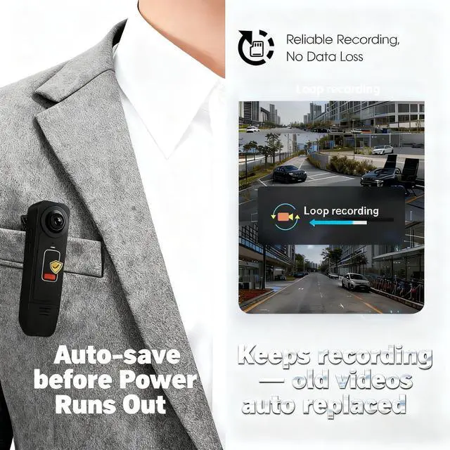 Alt view image 13 of 14 - Wearable Mini Body Camera with 64GB Micro SD Card, Night Vision | Audio and Video Recording, 1080P Body Worn Cam for Sport Security, Motion Detection, Transfer to PC & Phone