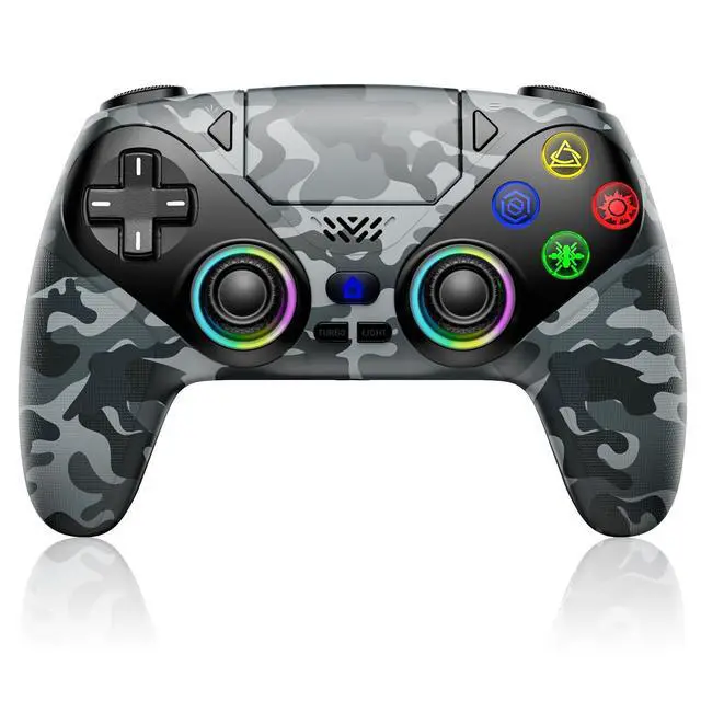 Alt view image 8 of 14 - for PS5 Controller, Wireless Controller for PlayStation 5, PS5 Slim/Pro & PC, with 9 Colors RGB Light, Dual Vibration, Turbo, Programmable, 3.5mm Audio Jack & Speaker (Camouflage)