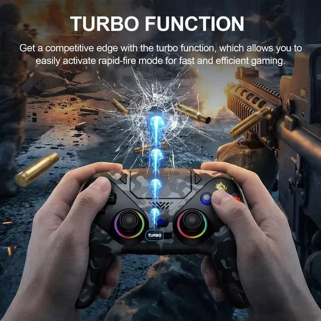 Alt view image 13 of 14 - for PS5 Controller, Wireless Controller for PlayStation 5, PS5 Slim/Pro & PC, with 9 Colors RGB Light, Dual Vibration, Turbo, Programmable, 3.5mm Audio Jack & Speaker (Camouflage)
