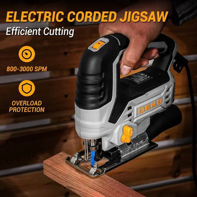 Alt view image 9 of 14 - Jig Saw Corded: Electric Jigsaw Tool Power Jig Saws for Woodworking, Wood Cutter Hand Tool with 6 Variable Speed, 4 Orbital Settings, ±45° Bevel Cutting, Tool-less Blade Quick Release