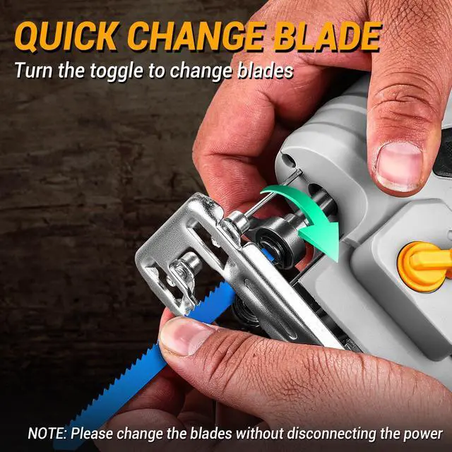 Alt view image 11 of 14 - Jig Saw Corded: Electric Jigsaw Tool Power Jig Saws for Woodworking, Wood Cutter Hand Tool with 6 Variable Speed, 4 Orbital Settings, ±45° Bevel Cutting, Tool-less Blade Quick Release