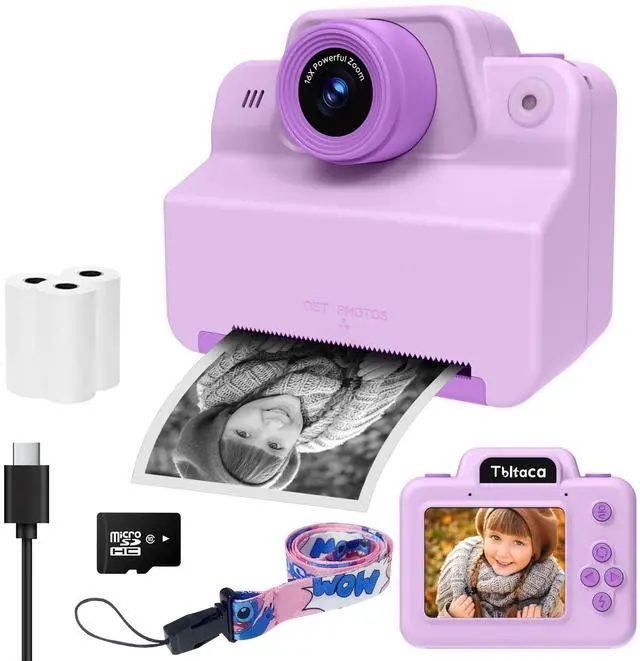 Alt view image 7 of 12 - Instant Print Camera for Kids, Toddler Kids Camera Instant Print for 3 4 5 6 7 8 9 10 Years Old Girl Christmas Birthday Gifts, Portable Kid Children Digital Travel Camera Toys for Girls Age 3-12