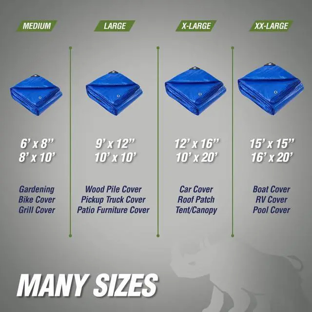 Alt view image 14 of 14 - Heavy Duty Waterproof Tarp, UV and Tear Resistant Cover with Reinforced Grommets and Corners, Outdoor Multipurpose Tarps for Camping, Patio, Garden, Car & Roof, 5 Mil, 6x8, 1 Pack, Blue