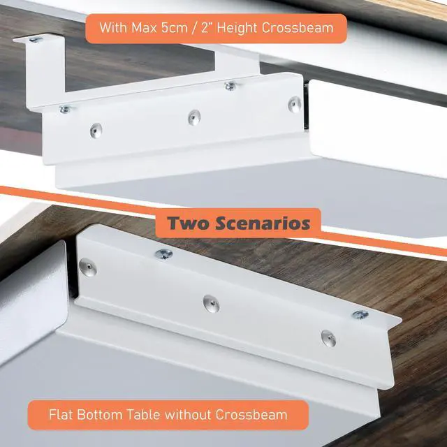 Alt view image 11 of 14 - Under Desk Drawer White 21" with 4 Divider Trays, Under Shelf Pencil Drawer Pull-out, Standing Desk Metal Storage Attachment Slide Out for Workbench