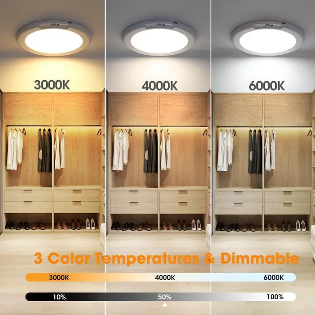 Alt view image 13 of 14 - Rechargeable Motion Sensor Ceiling Light with Remote - Magnetic Wireless Ceiling Light Battery Powered for Closet Shower Stairs Shed Hallway ect