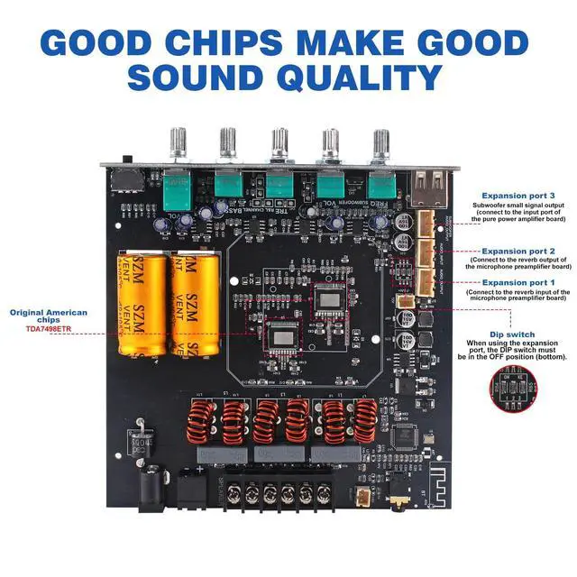 Alt view image 12 of 14 - 540W 2.1-Channel Mini Bluetooth Amplifier Board 160W×2 + 220W Subwoofer, with TWS, FM/USB/AUX, IR Remote, DC15-36V, Deep Bass for DIY Speakers & Home Audio