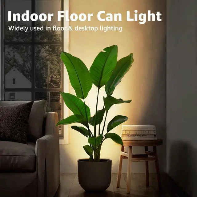 Alt view image 10 of 14 - 2 Pack Uplighting Indoor Floor Can Light, 5W Up Lights with 2700K LED GU10 Bulbs, Uplights Floor Spot Lights Indoor for Home Accent Lighting, 5.9 FT Plug Cord & Foot Switch