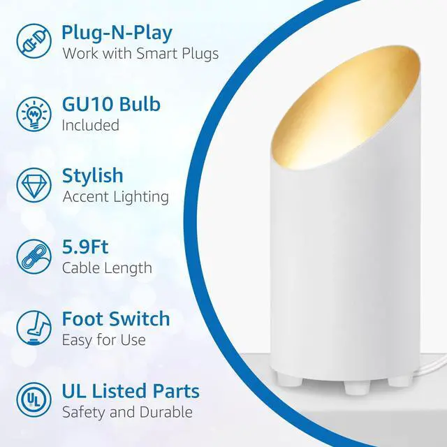 Alt view image 9 of 14 - 2 Pack Uplighting Indoor Floor Can Light, 5W Up Lights with 2700K LED GU10 Bulbs, Uplights Floor Spot Lights Indoor for Home Accent Lighting, 5.9 FT Plug Cord & Foot Switch