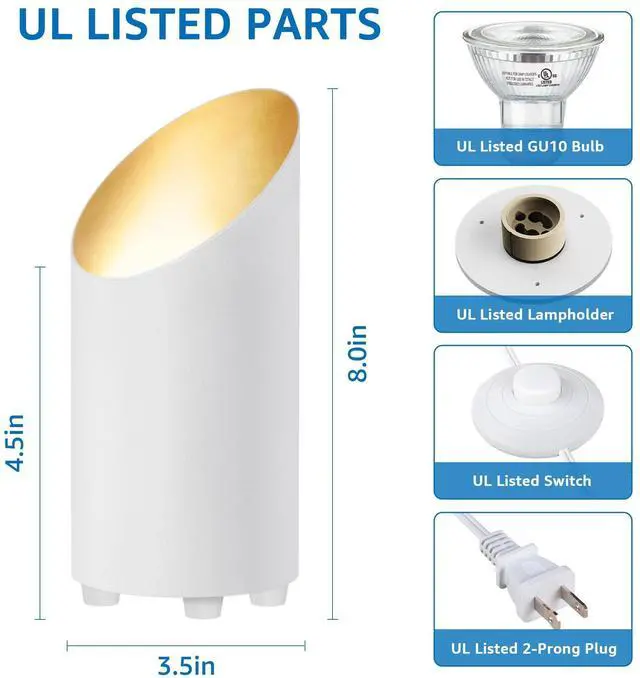 Alt view image 13 of 14 - 2 Pack Uplighting Indoor Floor Can Light, 5W Up Lights with 2700K LED GU10 Bulbs, Uplights Floor Spot Lights Indoor for Home Accent Lighting, 5.9 FT Plug Cord & Foot Switch