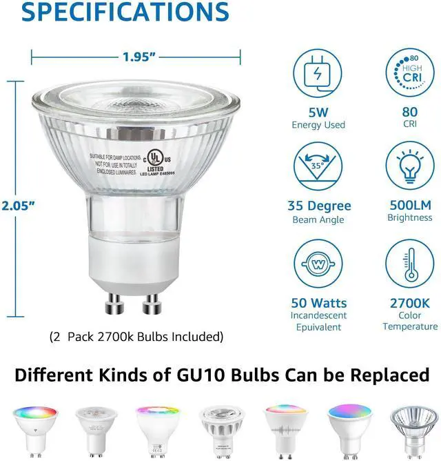 Alt view image 14 of 14 - 2 Pack Uplighting Indoor Floor Can Light, 5W Up Lights with 2700K LED GU10 Bulbs, Uplights Floor Spot Lights Indoor for Home Accent Lighting, 5.9 FT Plug Cord & Foot Switch