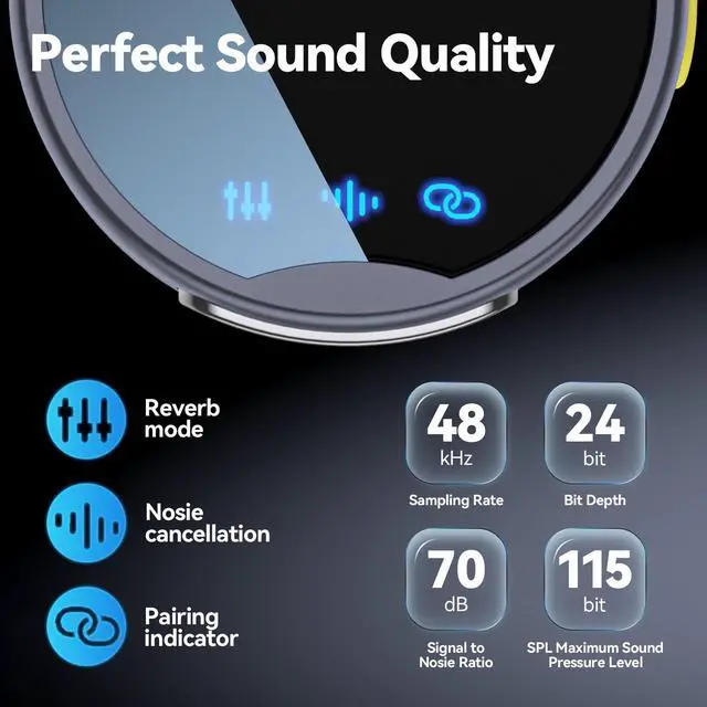 Alt view image 8 of 12 - Wireless Lavalier Microphone for iPhone/Android/Camera, 200ft Range, Mini Microphone with Noise Cancellation, 25Hrs Battery Life Lapel Bluetooth Mic, USB C Wireless Lapel Mic for Video Recording