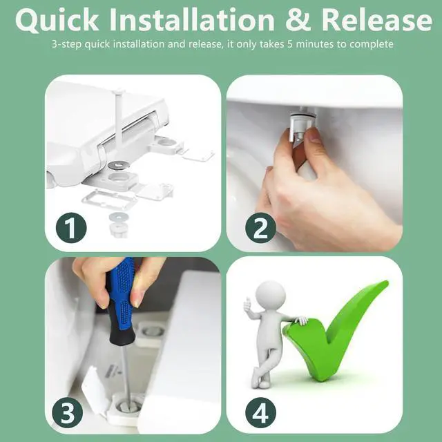 Alt view image 10 of 12 - Toilet Seat Round Soft Close16.5'', Toilet Lid Slow Close Quiet No Slam, Easy Installation & ReleaseSafe PP Material Easy Clean, Comfortable Ergonomic Design, 2 Years Support, White Plastic
