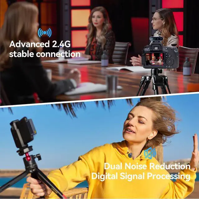 Alt view image 12 of 12 - Wireless Lavalier Microphone for iPhone/Android/Camera, 200ft Range, Mini Microphone with Noise Cancellation, 25Hrs Battery Life Lapel Bluetooth Mic, USB C Wireless Lapel Mic for Video Recording