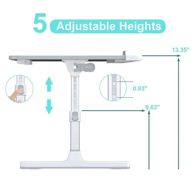 Alt view image 10 of 14 - Laptop Bed Tray Desk with Adjustable Height & Angle, No Drawer, Grey | Foldable PVC Leather Desktop Laptop Lap Desk for Bed/Sofa/Couch/Floor