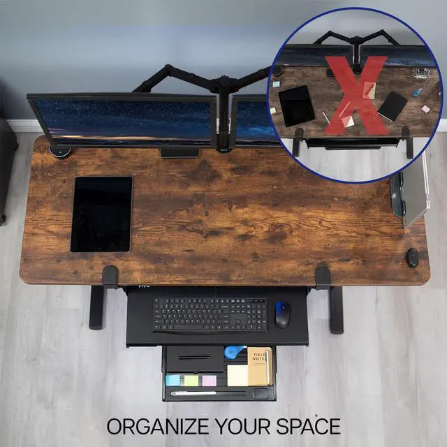 Alt view image 11 of 14 - Large Keyboard Tray Under Desk Pull Out Platform with Pencil Drawer, Extra Sturdy C Clamp Mount, 27 (33 Including Clamps) x 11 inch Slide-Out Tray with Storage Drawer, Black, MOUNT-KB05-4D