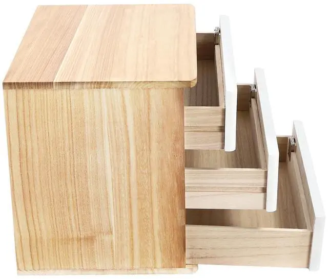 Alt view image 14 of 14 - Wood Desk Organizer with 3 Drawers, Lockable Desktop Countertop Storage Cabinet for Home Office Supplies File Tabletop Organizing Unit, 15.75" x 11.02" x 12.2" (Wood)
