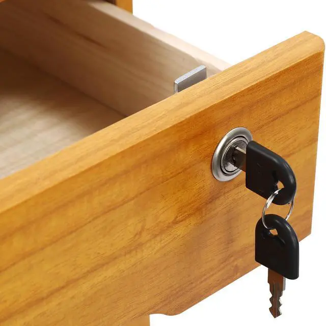 Alt view image 14 of 14 - Wood Desk Organizer with 3 Drawers, Lockable Desktop Countertop Storage Cabinet for Home Office Supplies File Tabletop Organizing Unit, 15.75" x 11.02" x 12.2" (Brown)