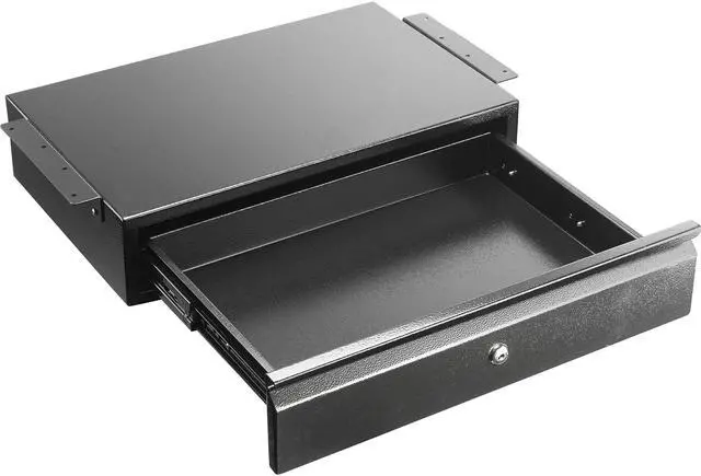 Alt view image 8 of 14 - 17.75" Steel Under Desk Drawer with Lock & Keys - Attachable Desk Drawer with Slide Out Attachment for Wooden Desks & Workstations - Locking Under Table Undermount Drawers for Home Office