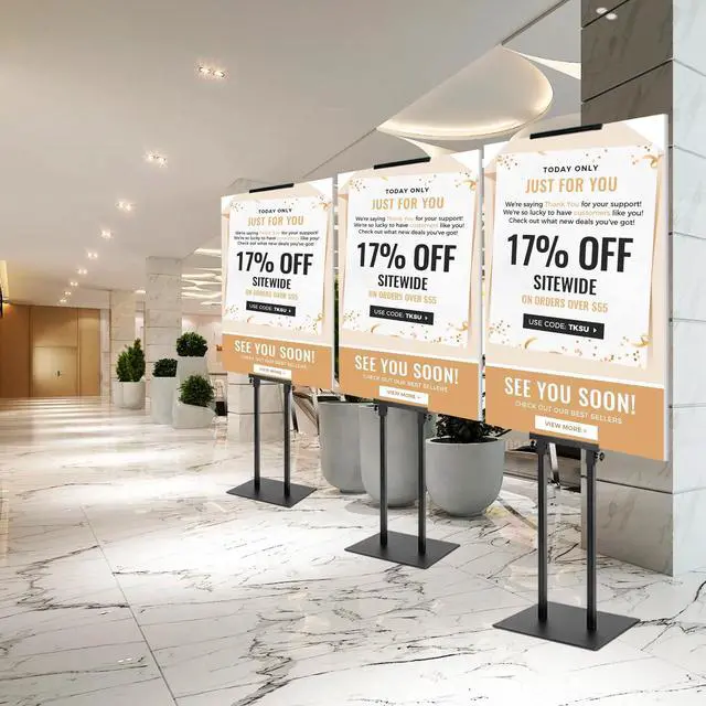 Alt view image 9 of 14 - 2PACK Poster Stand Adjustable Poster Holder Stand, Foam Board Stand for Display, Heavy Duty Pedestal Sign Holder, Metal Stand for Display Board Up to 83"