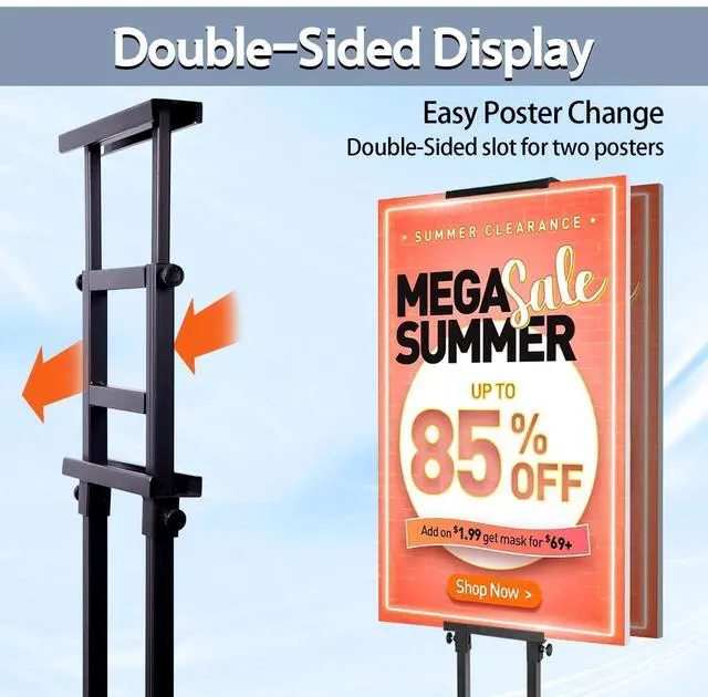 Alt view image 11 of 14 - 2PACK Poster Stand Adjustable Poster Holder Stand, Foam Board Stand for Display, Heavy Duty Pedestal Sign Holder, Metal Stand for Display Board Up to 83"