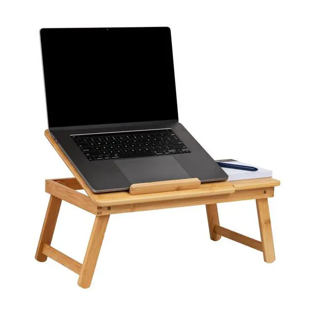 Alt view image 8 of 14 - Lap Desk, Laptop Stand with Folding Legs for Bed Dorm Room and Home Office, Rayon From Bamboo, Brown