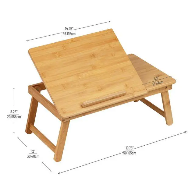 Alt view image 10 of 14 - Lap Desk, Laptop Stand with Folding Legs for Bed Dorm Room and Home Office, Rayon From Bamboo, Brown