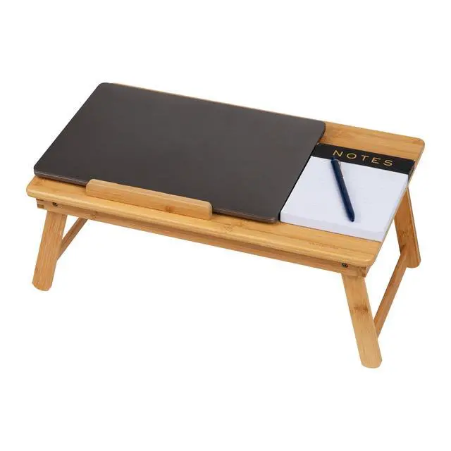 Alt view image 12 of 14 - Lap Desk, Laptop Stand with Folding Legs for Bed Dorm Room and Home Office, Rayon From Bamboo, Brown