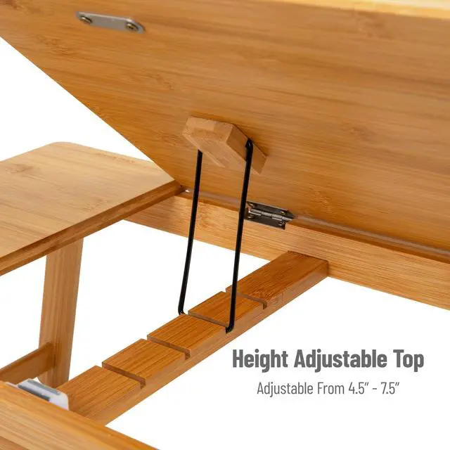 Alt view image 11 of 14 - Lap Desk, Laptop Stand with Folding Legs for Bed Dorm Room and Home Office, Rayon From Bamboo, Brown