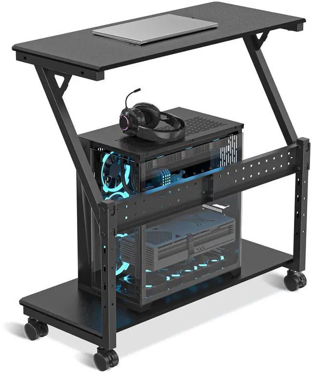 Alt view image 8 of 14 - Computer Tower Stand, 5 Levels Height Adjustable PC Tower Stand/Cart with Locking Wheels, 23.22"-31.10", Mobile Rolling CPU Holder, 29In Large PC Stand for Home Office, Black