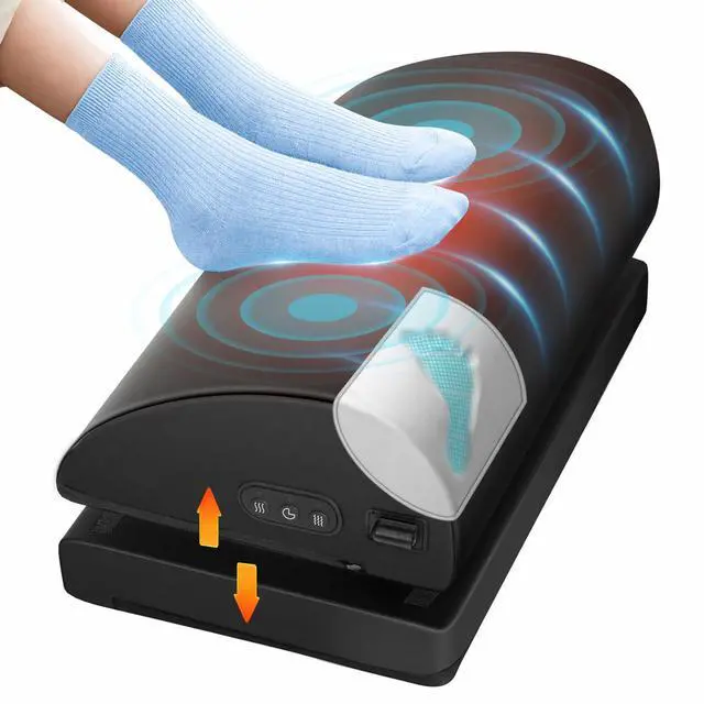 Alt view image 8 of 14 - Heated Foot Rest Under Desk at Work, Ergonomic Under Desk Foot Stool with Vibration Massage, Memory Foam Footrest, 3 Adjustable Height, Non-Slip