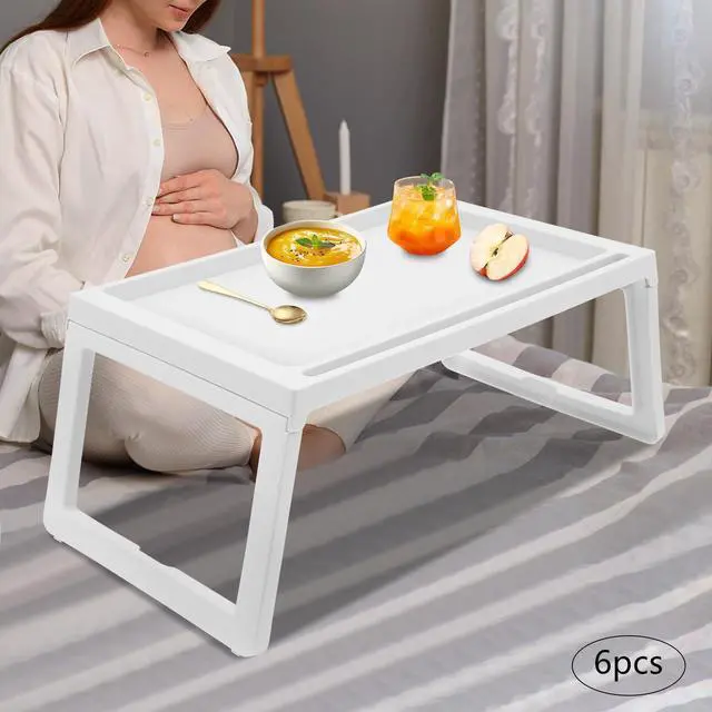 Alt view image 9 of 14 - Kids Lap Desk, Set of 6 Lap Desk for Laptop - Foldable Laptop Desk for Bed and Couch, Portable and Lightweight Tablet Stand for Bed Breakfast, Working, Reading, and Writing, White