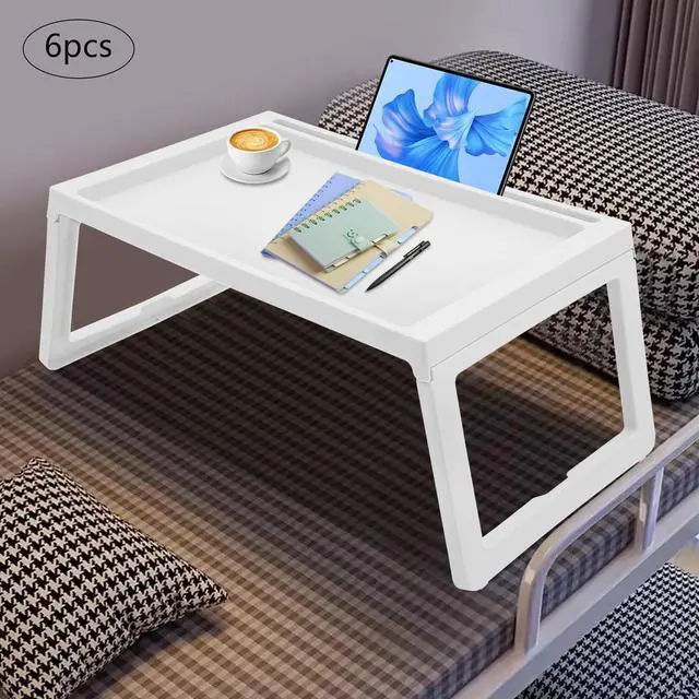 Alt view image 10 of 14 - Kids Lap Desk, Set of 6 Lap Desk for Laptop - Foldable Laptop Desk for Bed and Couch, Portable and Lightweight Tablet Stand for Bed Breakfast, Working, Reading, and Writing, White